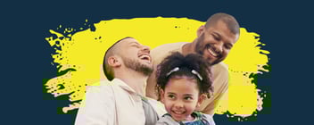Two men with a small child